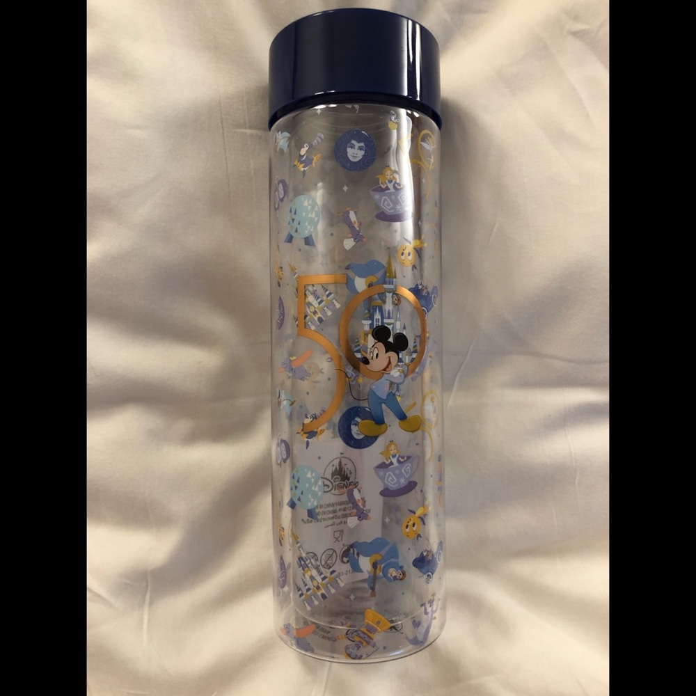 NEW 50th Anniversary Water Bottle Walt Disney World Parks Clear Mickey Epcot